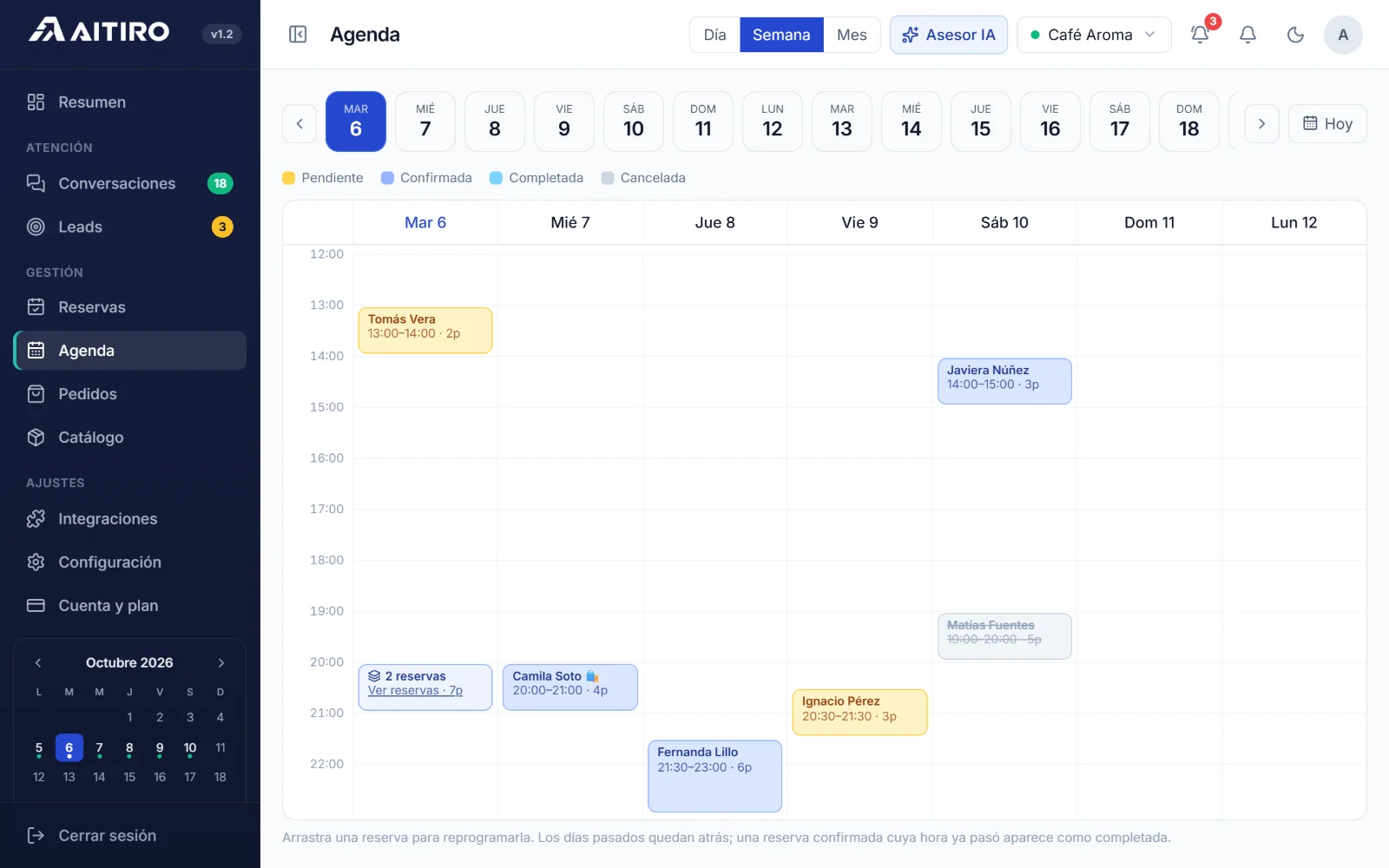 Captura real: tu agenda se llena sola