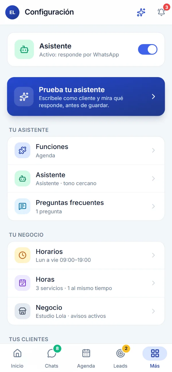 Pruébalo y a atender: pantalla real del panel de AITIRO