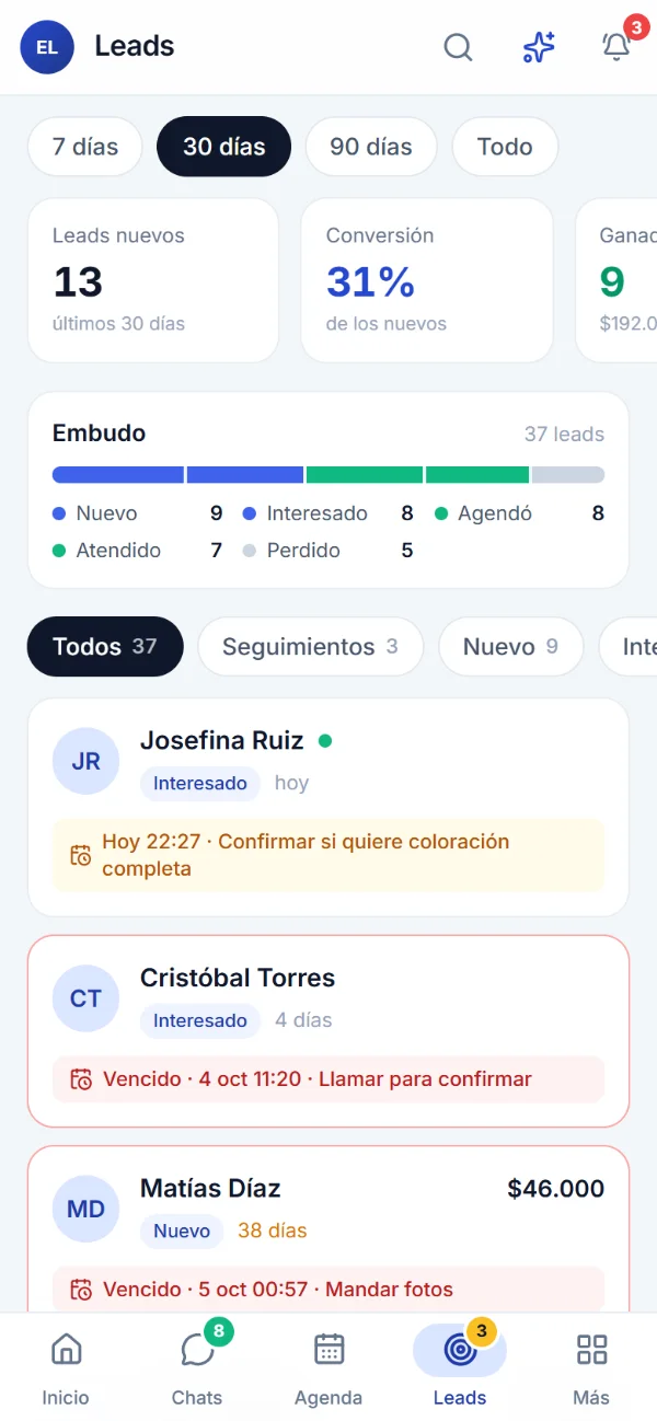 Captura real: ningún cliente se te escapa